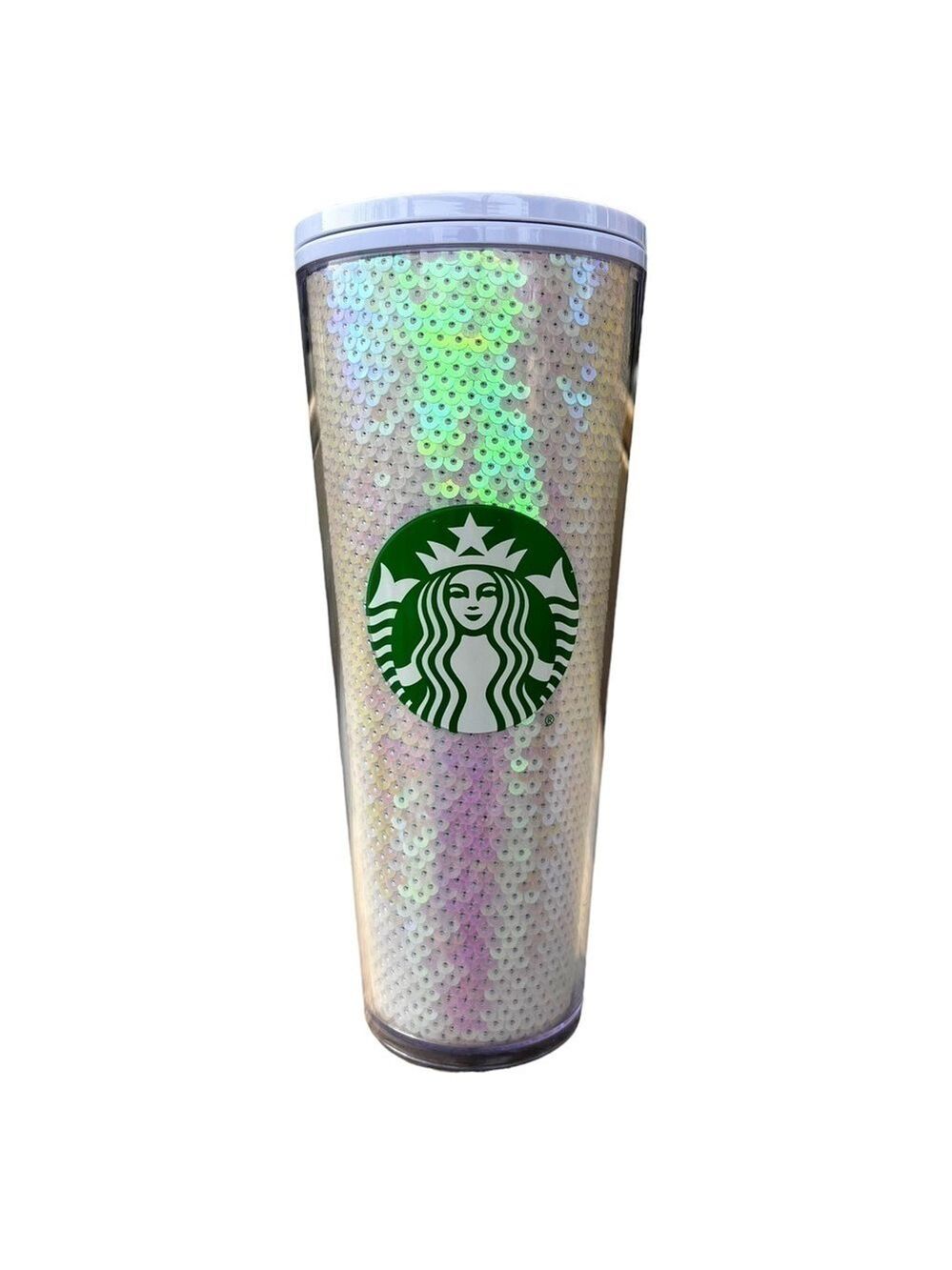 Starbucks White Sequin 24oz Cold Cup Tumbler